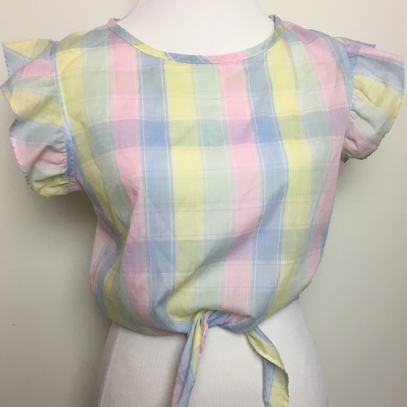 accent Tops - VTG ACCENT pastel striped cute crop top SZ M
